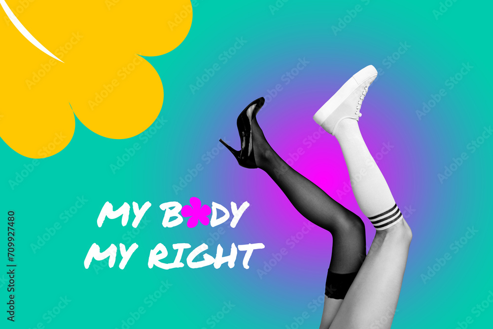 Composite collage image of my body my rights woman day feminist activism legs outfit weird freak bizarre unusual fantasy Composite collage image of my body my rights woman day feminist activism legs outfit weird freak bizarre unusual fantasy