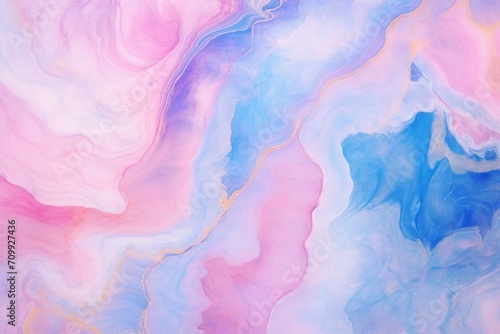 Abstract pink and blue marble fractal texture with gemstone background and soft colors backdrop. Generative AI