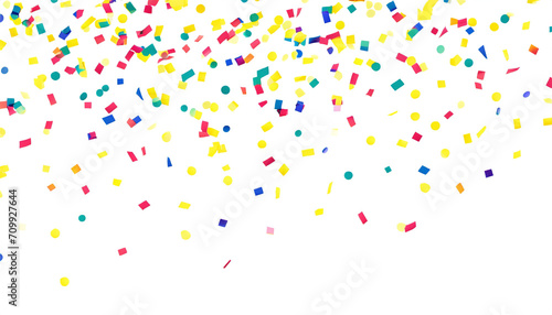 Colorful confetti on a white background. 