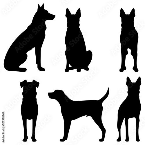Max dog silhouette set. Cute icon of dogs. Dog vector illustration and logo style