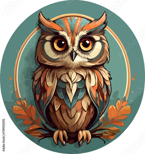 Cute Owl Sticker Vector Design