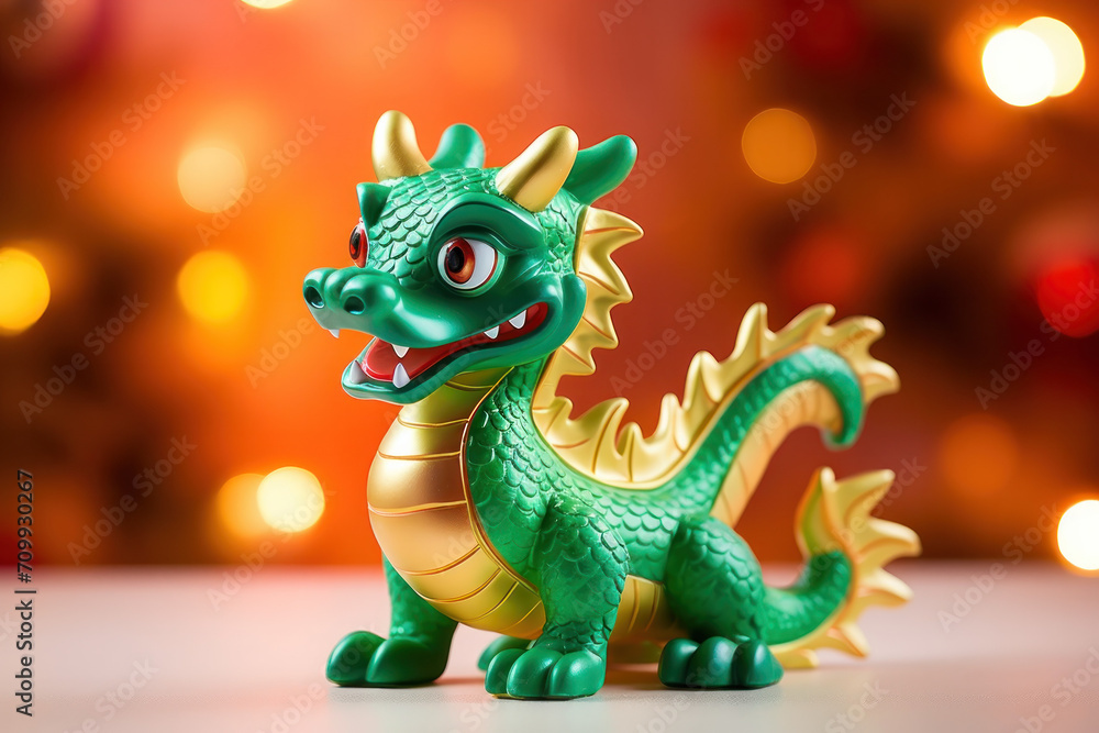 Green dragon toy close up, symbol of a Chinese year Green dragon toy close up, symbol of a Chinese year