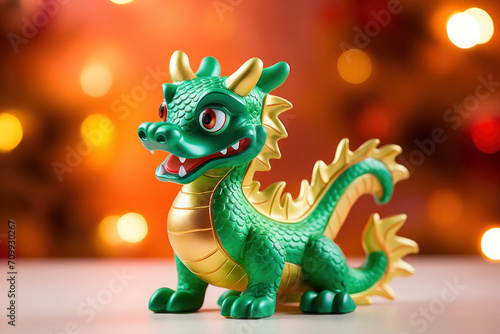 Green dragon toy close up, symbol of a Chinese year  © reddish