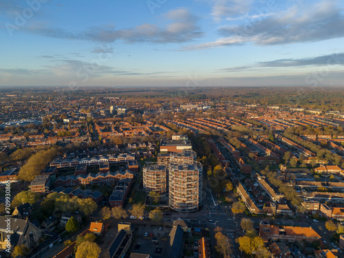 Hilversum city with residential houses from above, Aerial