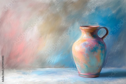 A fine ceramic vase, depth of field control method, pastel drawing, UHD, hyper quality