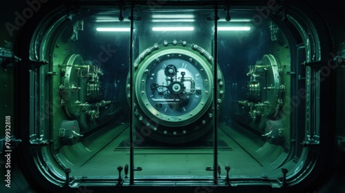 Submarine Ship Door inside water.


