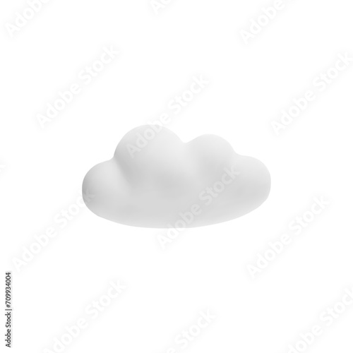 White 3d cloud icon, vector cartoon weather forecast cloudy symbol, 3D realistic design element plasticine clay texture