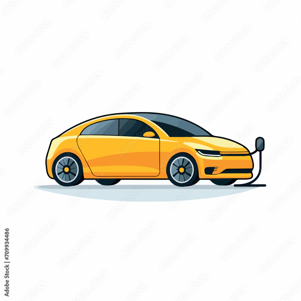 Electric car in cartoon, doodle style. Isolated 2d vector illustration in logo, icon, sketch style, Eps 10. AI Generative