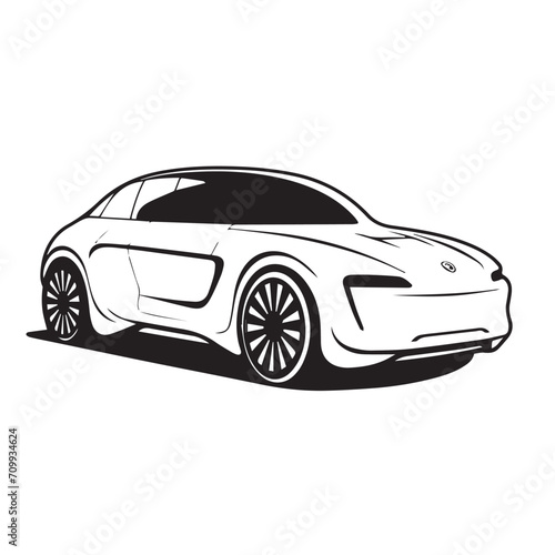 Electric car in cartoon  doodle style. Isolated 2d vector illustration in logo  icon  sketch style  Eps 10. AI Generative