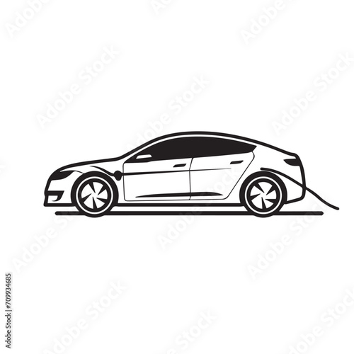 Electric car in cartoon  doodle style. Isolated 2d vector illustration in logo  icon  sketch style  Eps 10. AI Generative