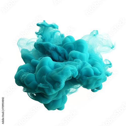 turquoise blue cloud on white background, ultra realism, unreal engine created with Generative Ai