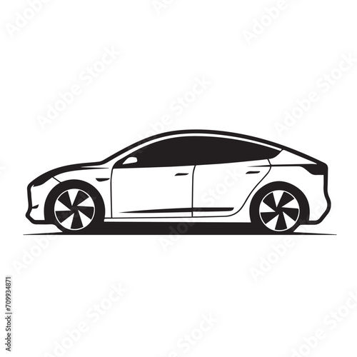 Electric car in cartoon, doodle style. Isolated 2d vector illustration in logo, icon, sketch style, Eps 10. AI Generative © Iryna