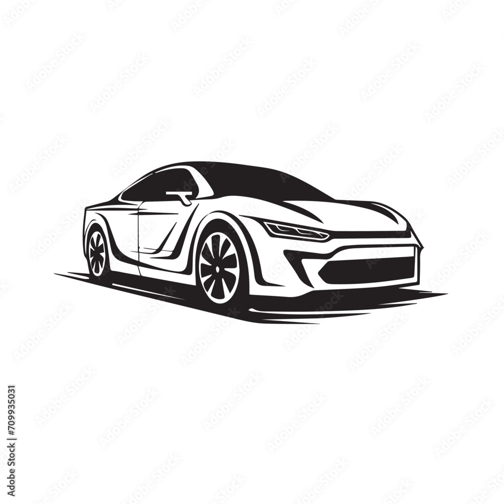 Electric car in cartoon, doodle style. Isolated 2d vector illustration in logo, icon, sketch style, Eps 10. AI Generative