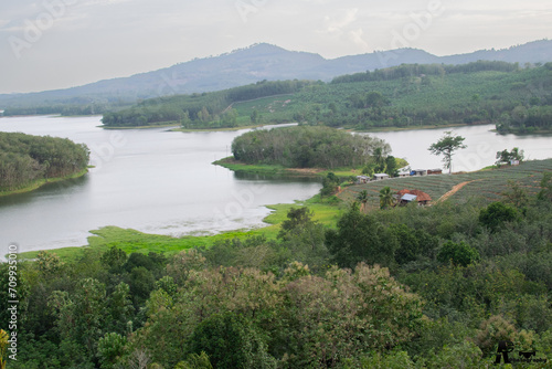 landscape with lake and mountains