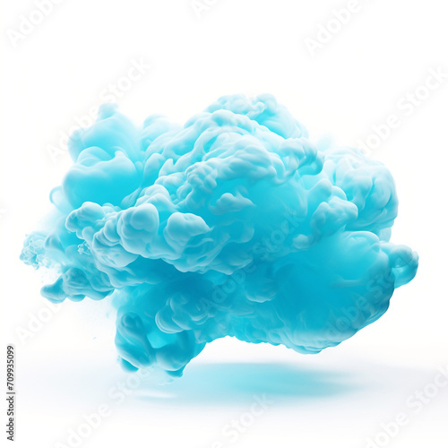 turquoise blue cloud on white background, ultra realism, unreal engine created with Generative Ai