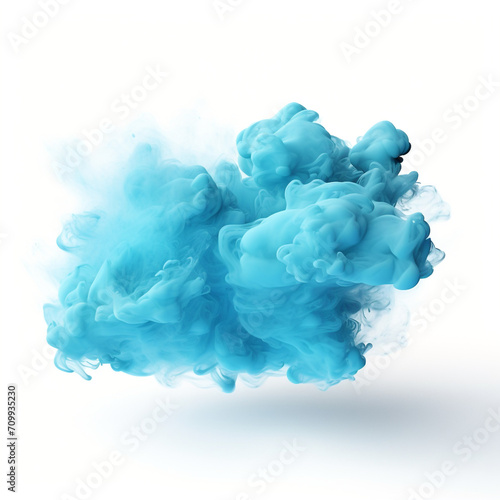 turquoise blue cloud on white background, ultra realism, unreal engine created with Generative Ai