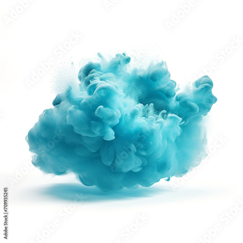turquoise blue cloud on white background, ultra realism, unreal engine created with Generative Ai