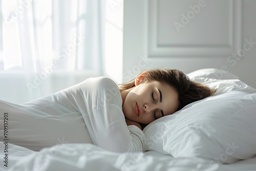 woman peacefully sleeping in her bed 