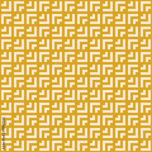 Vector abstract seamless geometric pattern. Modern yellow anf beige background, simple repeat texture. Ornament with grid line, chevron, zigzag, arrows, squares. Stylish geo design for decor, print