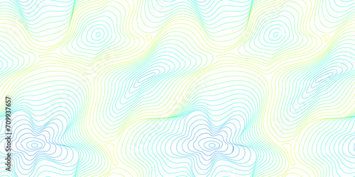 Vector seamless pattern, abstract texture with curved lines, fluid shapes. Visual halftone 3D effect, illusion of movement, dynamical surface. Bright colors, blue and green gradient. Trendy design