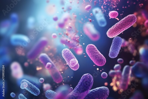 Tableau sur toile Probiotics Microscopic Bacteria for Health