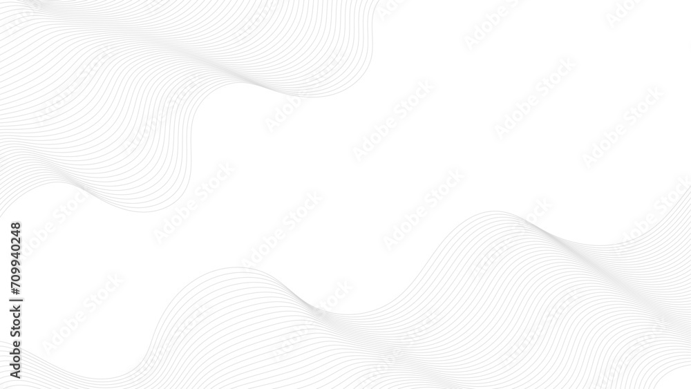 Abstract grey wave lines on transparent background. Technology, data science, geometric border pattern. Isolated on white background. Vector illustration.	 - obrazy, fototapety, plakaty 