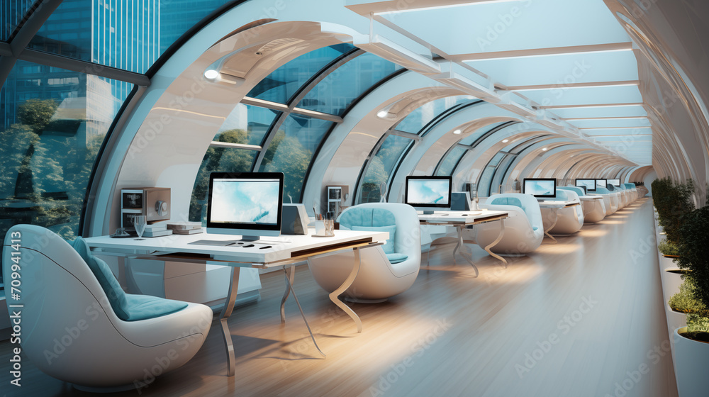 Obraz premium Futuristic white open office background image