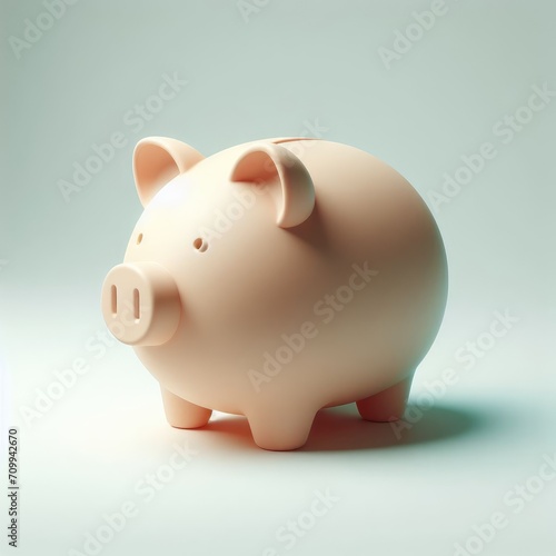 Cute Piggy Bank. 3D Cartoon Clay Illustration on a light background.
