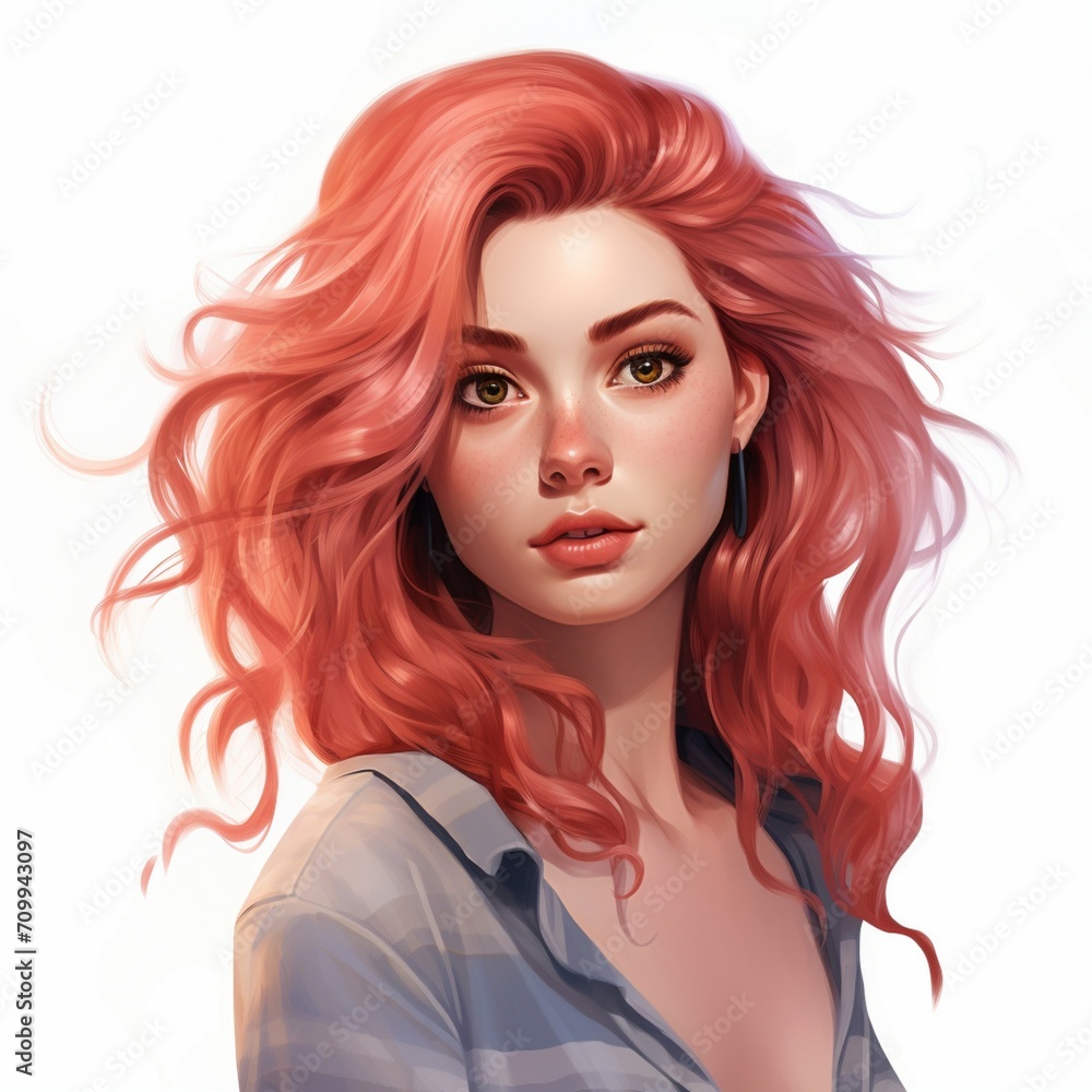 a drawing of a woman with long red hair, a character portrait, digital art, detailed character portrait, character art portrait, realistic female portrait a drawing of a woman with long red hair, a character portrait, digital art, detailed character portrait, character art portrait, realistic female portrait
