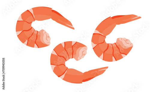 cooked shrimp isolated on white