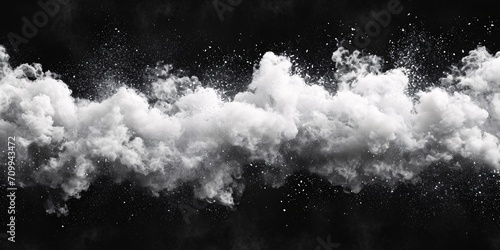 A broad, horizontal layout featuring a white powder snow cloud burst against a dark backdrop.