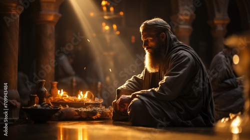 muslim man praying in mosque