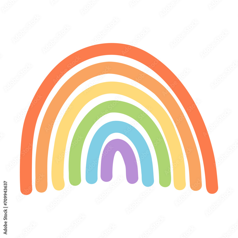 Obraz premium Hand drawn rainbow as symbol of gender equality, pride month, lgbtq rights. Vector illustration