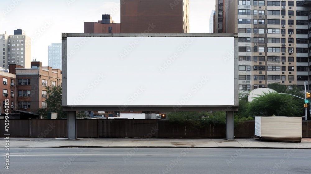 Fototapeta premium Empty urban advertising panel displayed on a structure.