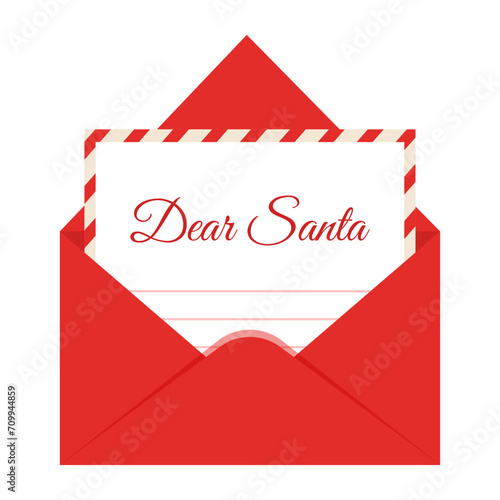Letter in an envelope to Santa Claus. Vector illustration.