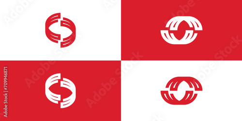 Vector logo design collection of initials C D and U M in abstract semicircle shape
