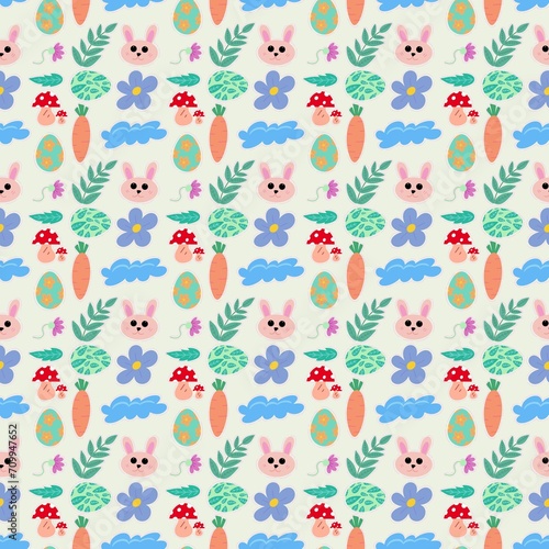 Cute Easter seamless pattern background 