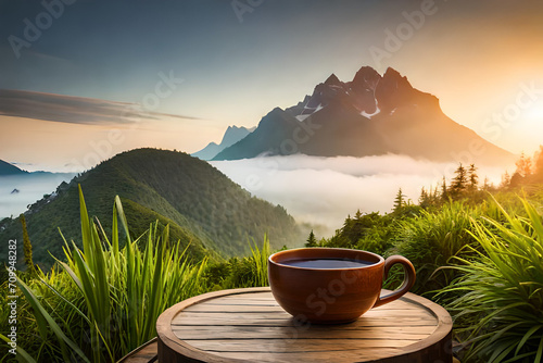 asian tea , healthy infusion and zen nature background