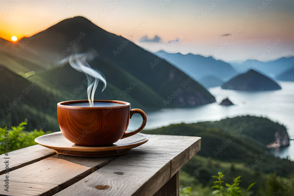 asian tea , healthy infusion and zen ambiance , nature background - obrazy, fototapety, plakaty 
