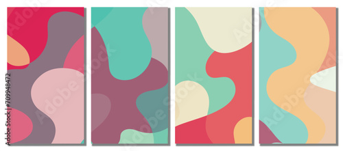 Abstract Wavy Set Background. Abstract Banner Background. Vector Illustration.