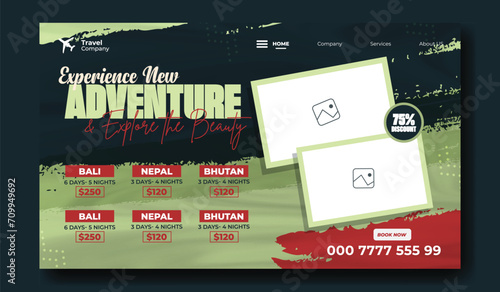 Template for travel holiday tourism marketing and sale promotion. Travelling Template for web banner or landing page, holiday package trip and travel advertisement