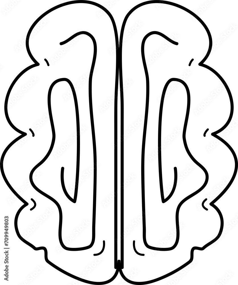 Hand drawn brain illustration on transparent background. Hand drawn brain illustration on transparent background.