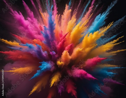 Explosion of colored powder aerosol. Abstract colored background