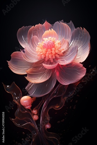 Dark Pink and Orange Hatecore: Captivating Light, Vray-Style Pink Flower in Vibrant Contrast