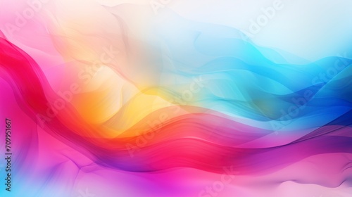 Colorful blurred curly abstract wallpaper with waves. Drapery abstract background, tissue or smoke. Aquamarine, yellow, red and orange, soft and dreamy atmosphere, plasma, gradient, white background photo