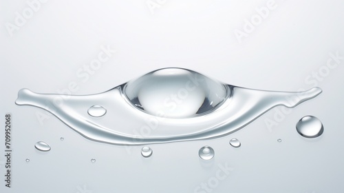 an isolated water drop on a clean white surface becomes a visual marvel, highlighting its purity and form.