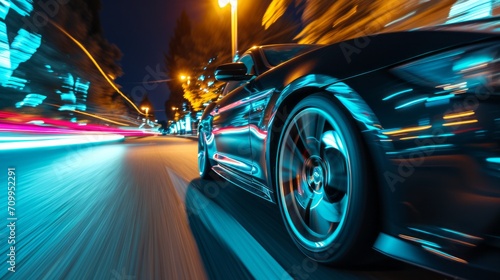 Nighttime Urban Speed: A Car Racing Through City Streets