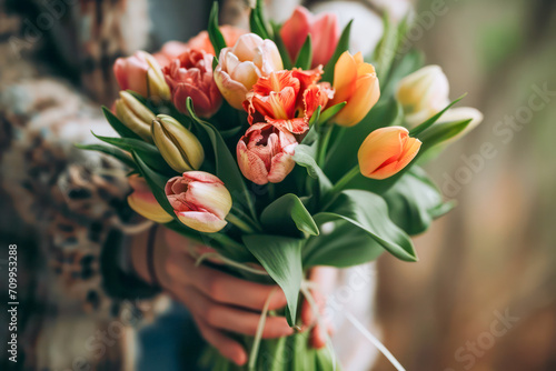 Bunch of tulip flowers as present #709953288