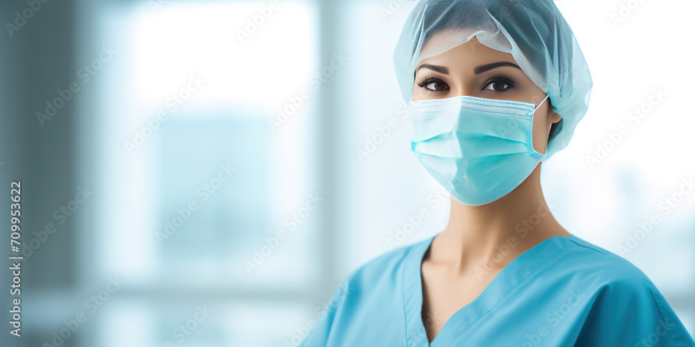 female doctor with mask in the hospital female doctor with mask in the hospital