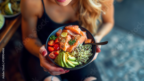 A bowl of nutritious, power-packed food, ideal for promoting overall health, supporting muscle growth, and aiding in weight loss